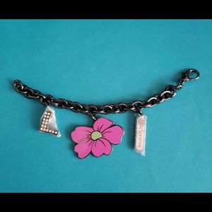NEW Lesportsac Floral Crystal Bracelet Bag Charm Keyring Keychain